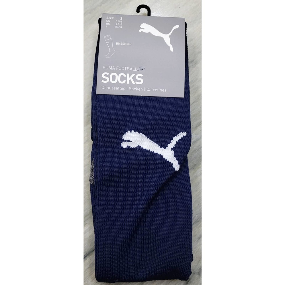 Puma Liga Knee High Socks Peacoat White Size 3.5 6